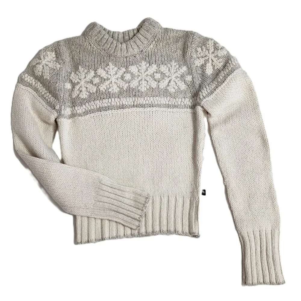 Abercrombie&Fitch Womens WinterWhite&Gray Lambswool Blend Snowflake Sweater - Picture 1 of 10